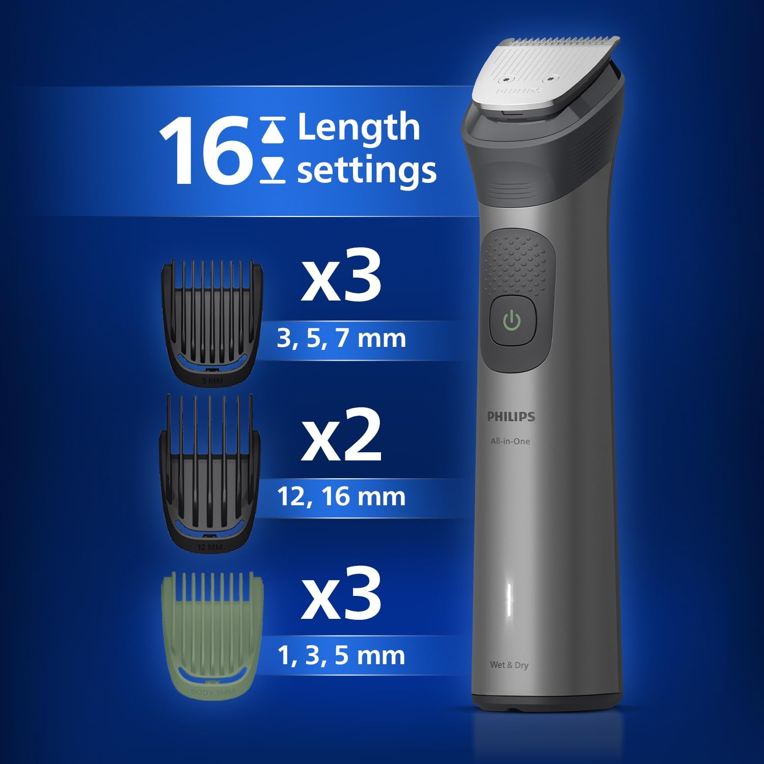 Philips India's No.1 Men's Trimmer | BeardSense Technology | 13-in-1 Trimmer | Precision Trimming | Face, Hair & Body | Nose/Ear Trimming | 2+3yrs* warranty | 120 Min Runtime, MG7922/15, Green