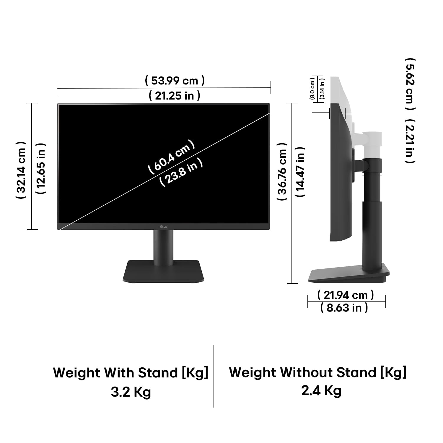 LG 24MS550 60.4 cm (23.8 Inch) FHD (1920x1080) IPS PC Monitor with 100Hz, 5ms (GtG), Flicker Safe & Reader Mode, 2xSpeakers, 2xHDMI, Tilt/Height Adjustable, 3-Side Virtually Borderless Design (Black)