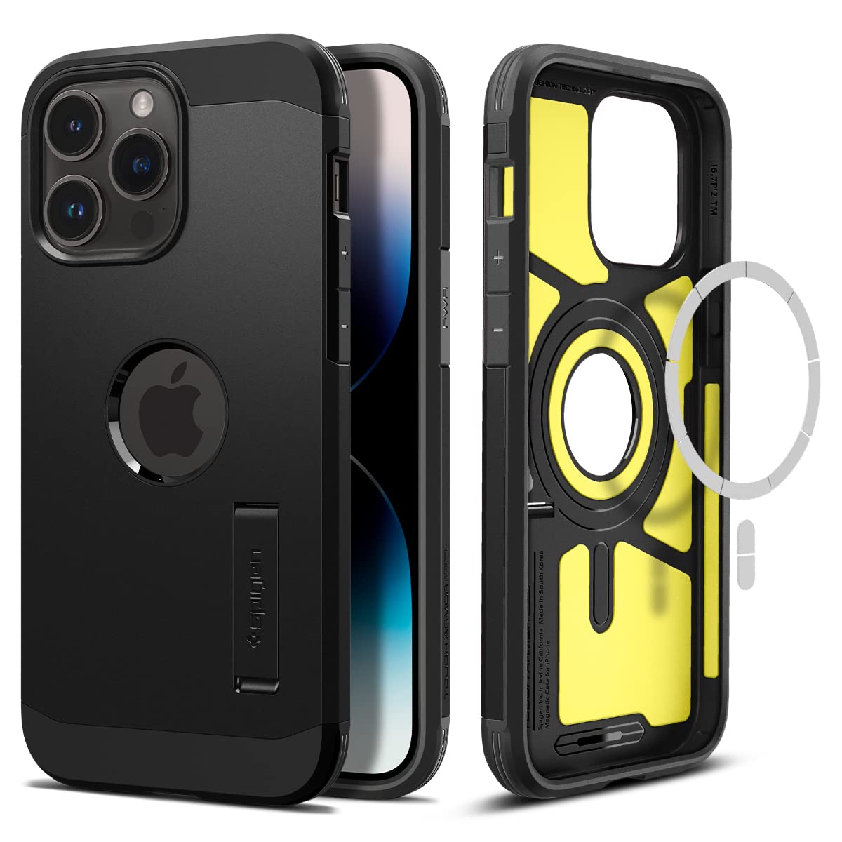 Spigen Tough Armor MagFit Back Cover Case Compatible with iPhone 14 Pro Max (TPU + Poly Carbonate | Black)