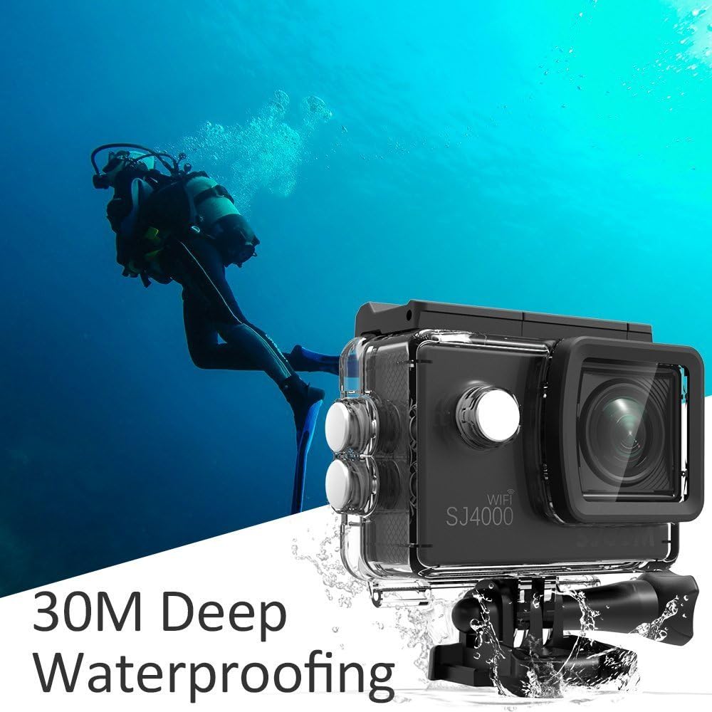 SJCAM SJ4000 WiFi 12MP Optical Full HD WiFi Sports Action Camera 170°Wide FOV 30M Waterproof DV Camcorder, Black
