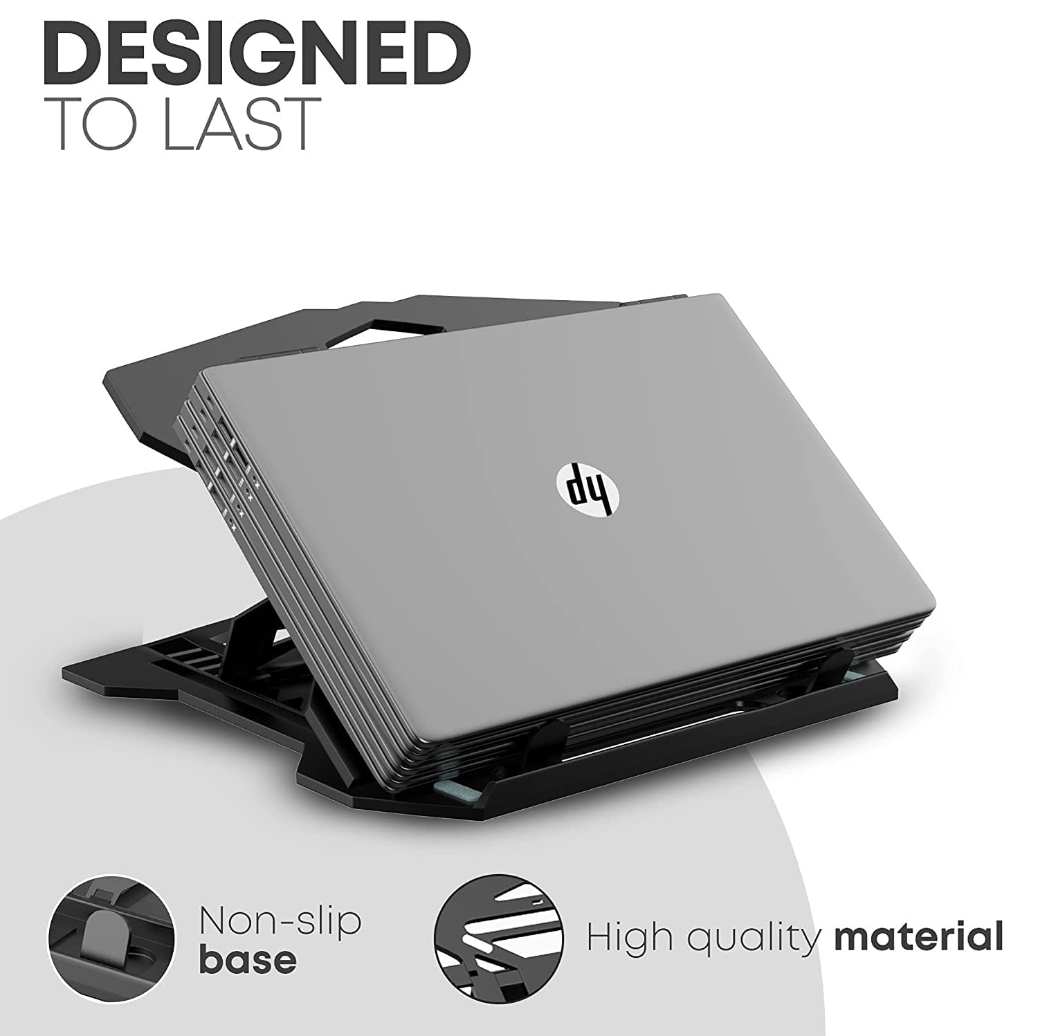 Dyazo Tabletop Laptop Stand with 8 Angles View Height Adjustable Foldable Design Compatible for MacBook Air/Pro, Dell, Hp, Lenovo and More 11.6 inches - 15.6 Notebook with Free Phone Stand (Black)