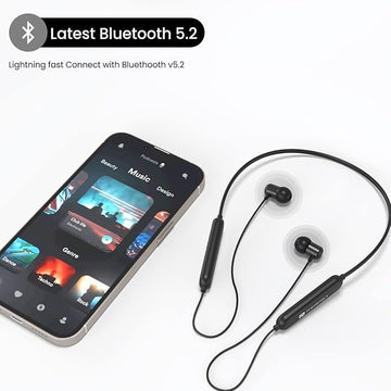 Portronics Harmonics Z1 In-Ear Wireless Stereo Headset with Latest Bluetooth 5.2 Voice Assistant, Black