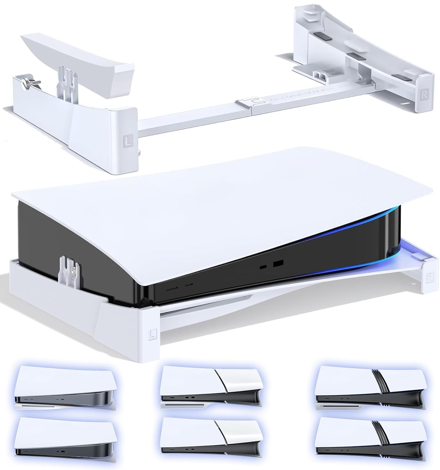 Oivo Chamunda PS5 Horizontal Stand - Accessories Base Compatible With PlayStation 5 Console Disc & Digital Editions, Upgraded Desk Stand With Screw Fixing (White)
