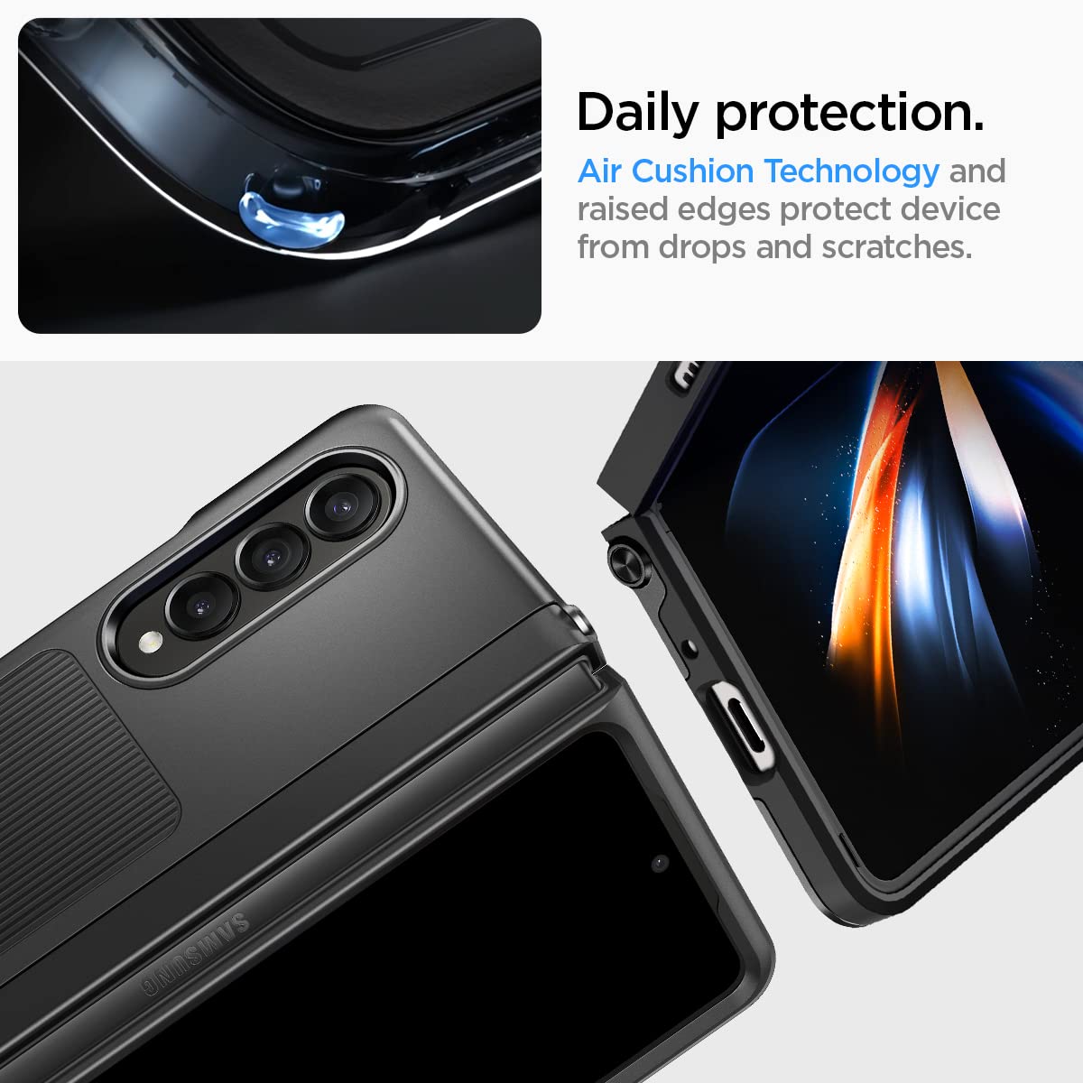 Spigen Neo Hybrid S for Samsung Galaxy Z Fold 4 Case, Galaxy Z Fold4 Back Cover (2022) - TPU+Poly Carbonate+Metal｜Black