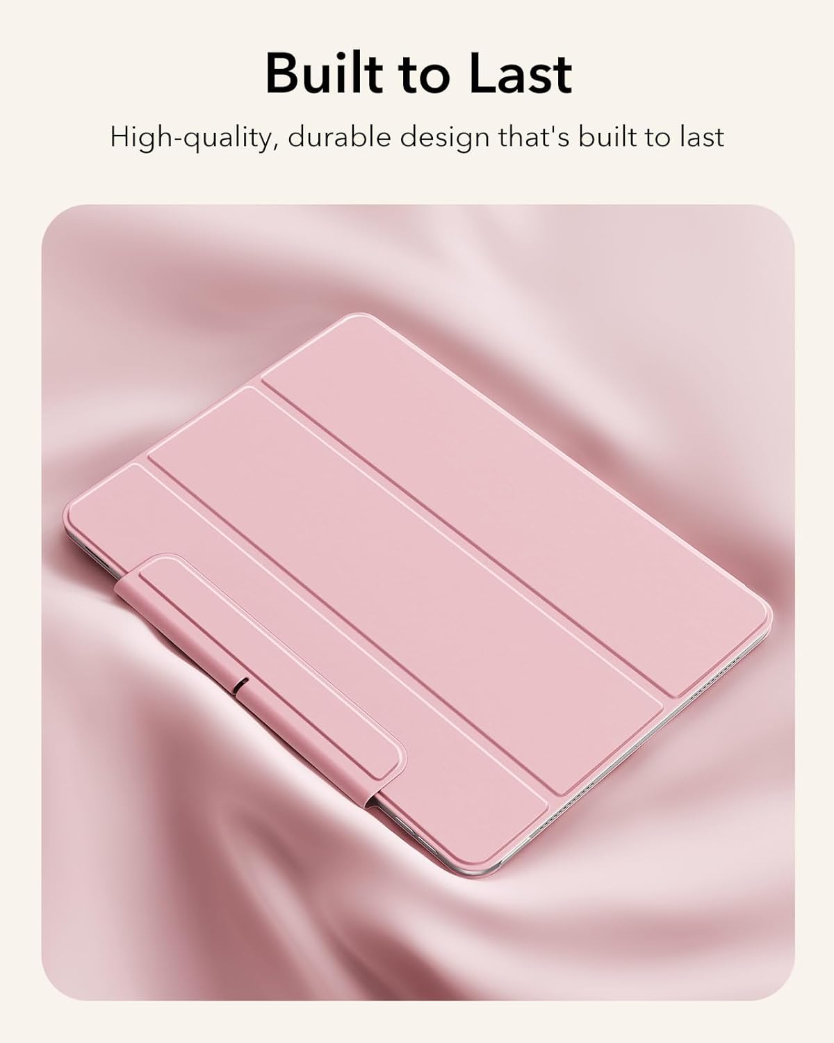 ESR for iPad Air 13 Inch Case M4/M3/M2 (2026/2025/2024), iPad Pro 12.9 Cover, Powerful Magnetic Attachment, Slim Trifold Stand Case, Supports Pencil Pro & Pencil (USB-C), Rebound Series, Pink