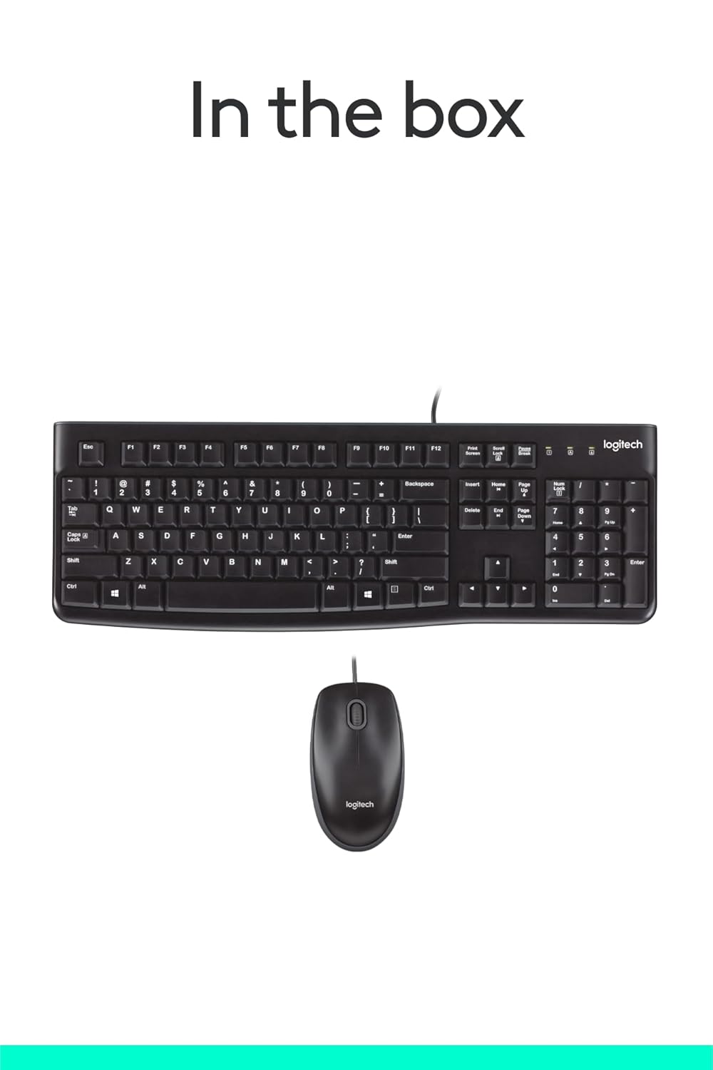 Logitech MK120 Wired USB Keyboard and Mouse Set for Windows, Optical Wired Mouse, Full-Size Keyboard, USB Plug-and-Play, Compatible for PC, Laptop - Black