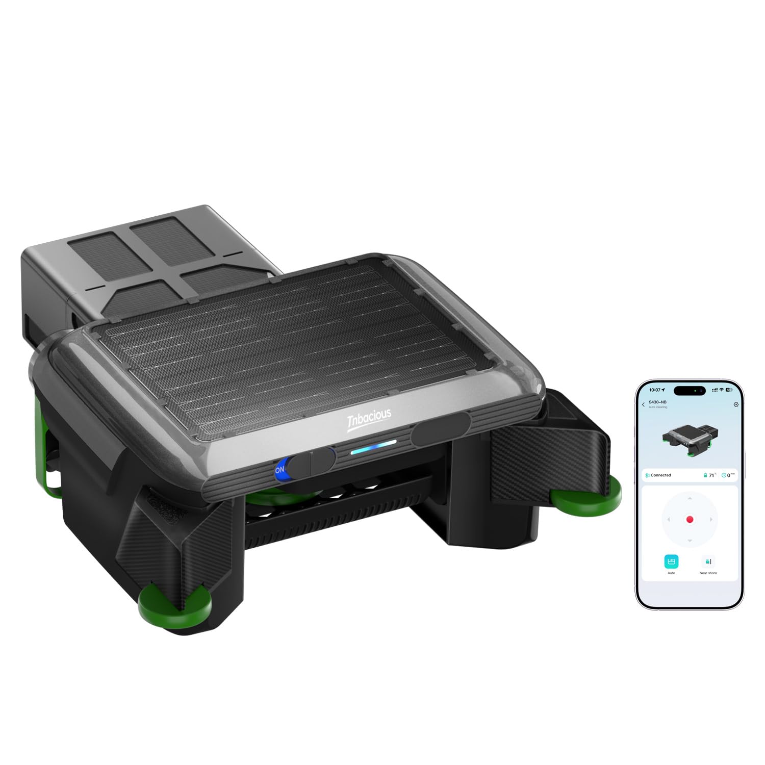 Solar Powered Pool Skimmer Robotic, Automatic Pool Surface Cleaner with APP Support, 24/7 Continuous Cleaning, Dual Charging Modes, Twin Salt Chlorine Tolerant Motors, Ideal for All Swimming Pool