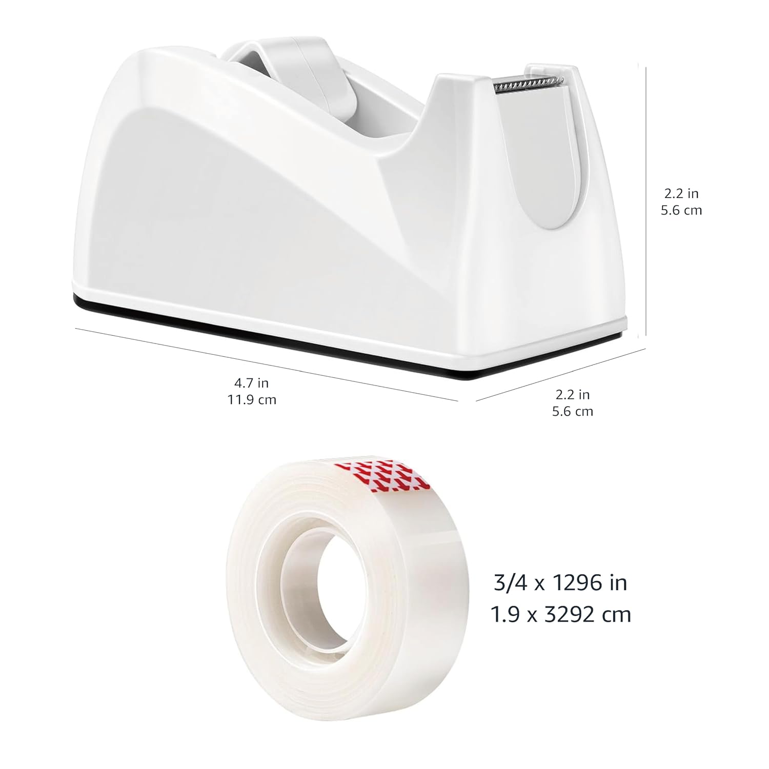 AmazonBasics Tape with Dispenser, 1" Core, Clear, 3/4"W x 1296", 16 Rolls/Pack