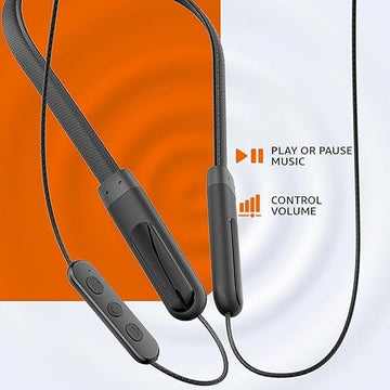 amazon basics in-Ear Wireless Neckband AB-NB-04 with Mic, Up to 65 Hours Play Time, 800 mAh Battery, Bluetooth 5.0, Voice Assistance, Noise Cancellation, IPX4 Water-Resistance, Magnetic Earbuds (Black)