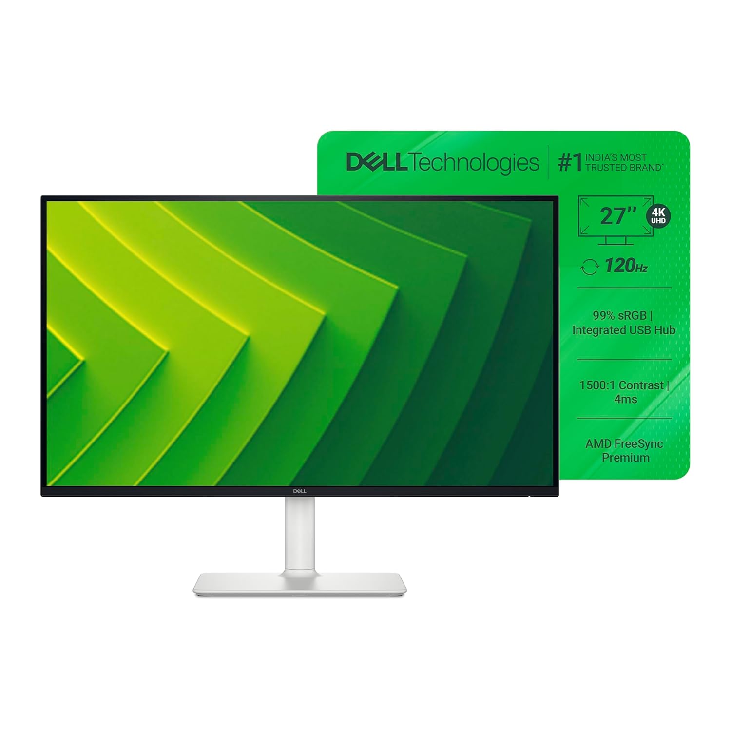 Dell S2725QC 27"/68.58 cm USB-C Monitor|Titan Grey|IPS 120Hz| 350 cd/m2 |4 ms, Contrast 1,500:1| Tilt, Height, Pivot & Swivel Adjustable|Ports: 2X HDMI| 2 * 5W Speakers|99% SRGB |AMD Freesync Premium