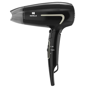 Havells 1600W Unisex Foldable Hair Dryer  3 Heat Settings (Hot/Warm/Cold) With Cool Shot Heat Balance Technology Midnight Black Perfect Blow Dry Companion For Effortless Styling (Hd3181)-1600 Watts