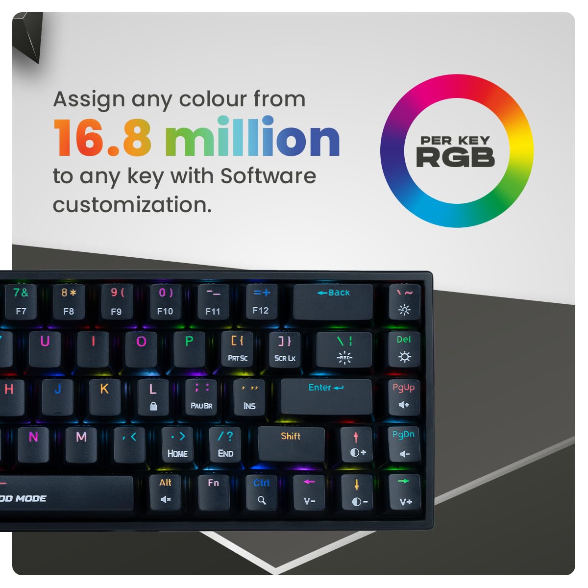 Cosmic Byte CB-GK-31 Artemis 68Key Per Key RGB Wired Mechanical Keyboard, Upgraded with Swappable Outemu Red Switches and Software (Black)