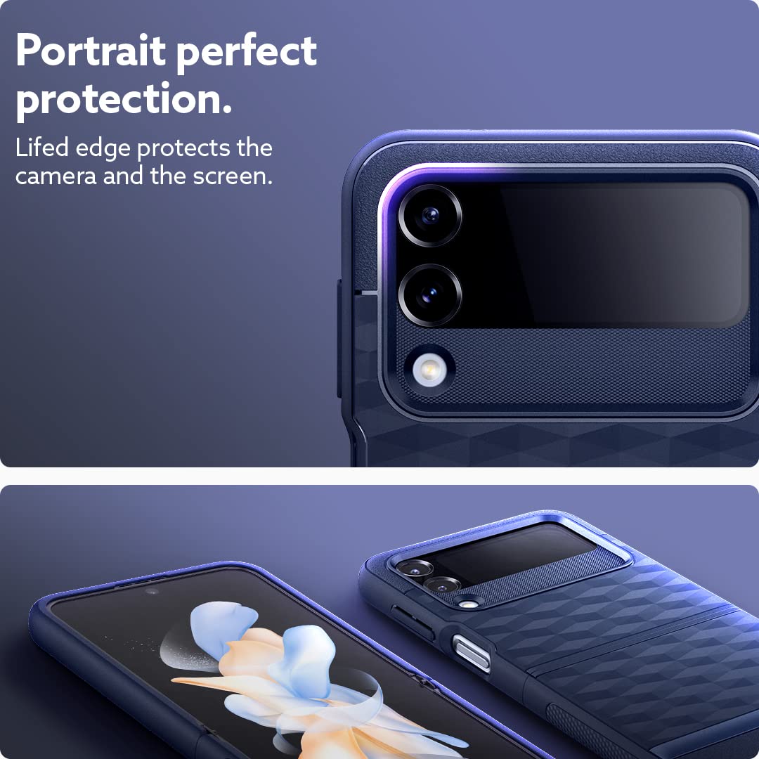 CASEOLOGY by Spigen Parallax Back Cover Case Compatible For Samsung Galaxy Z Flip 4 (TPU and Polycarbonate|Midnight Blue)