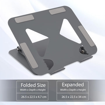 Zebronics NS3000 Portable Laptop & Tablet Stand Supports Upto 17” with Max. 5KG Support, Anti-Slip Silicone Pads, Foldable Design, Multi Angle Adjustment, Carbon Steel Body