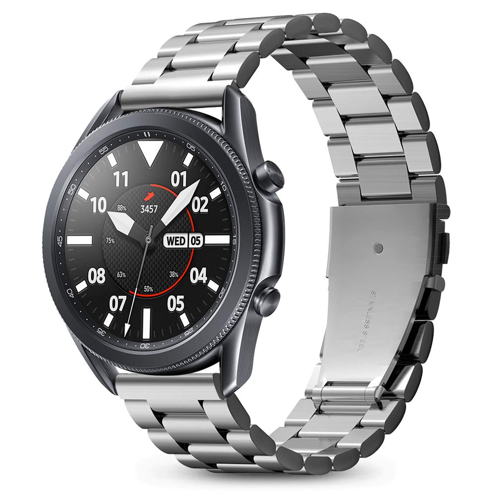 Spigen Modern Fit Strap Band for Samsung Galaxy Watch3(45mm), Galaxy Watch(46mm), TicWatch Pro, Gear S3 Frontier/Classic, other 22mm strap watches, Durable Elegance&Modern Aesthetic - Silver