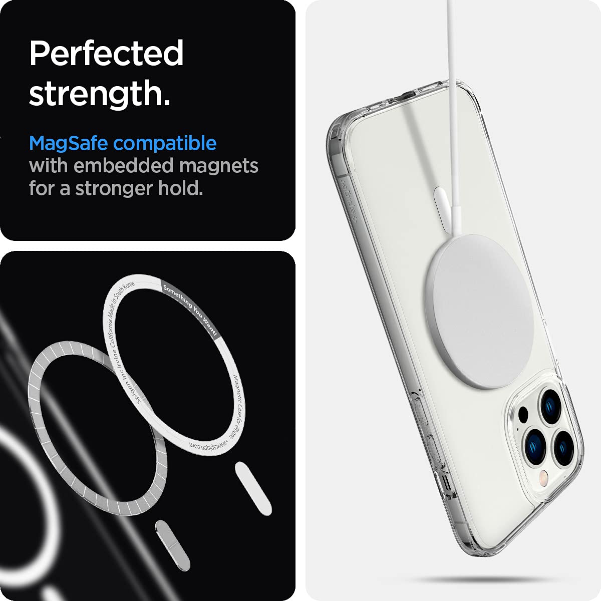 Spigen Ultra Hybrid MagFit Back Cover Case Compatible with iPhone 13 Pro Max (TPU + Poly Carbonate | White)