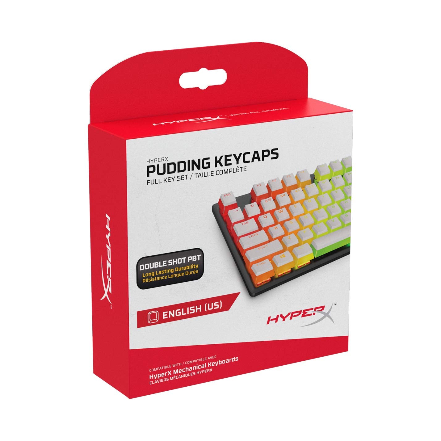 Hyperx Double Shot Pbt Pudding Full OEM Profile, English Us Layout 104 Keycaps Set with Translucent Layer for Mechanical Keyboards - Black (Hkcpxp-Bk-Us/G)