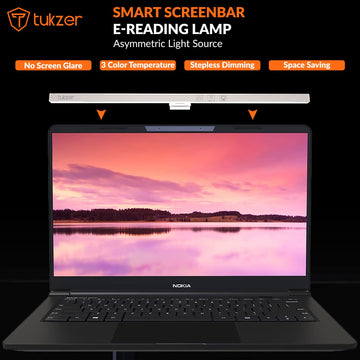Tukzer स्मार्ट टच सेंसर के साथ 13-इंच लैपटॉप स्क्रीन लाइट बार | USB संचालित 5W LED ई-रीडिंग लैंप | 3 रंग तापमान मोड, स्टीप्लेस डिमिंग, 60-मिनट टाइमर, नो स्क्रीन ग्लेयर आई हेल्थ केयर (काला)