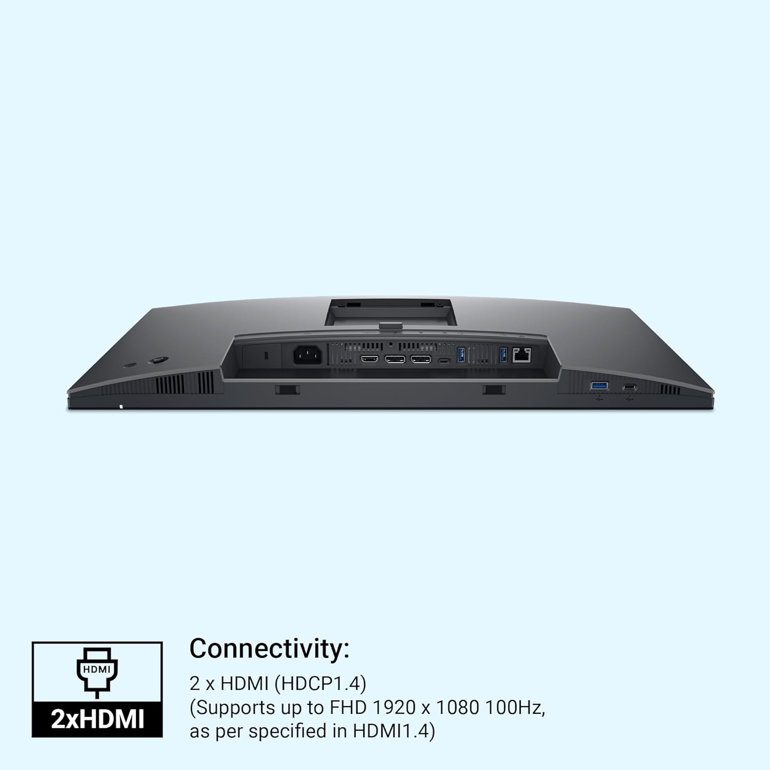 Dell-P2425HE-Black 60.45cm (24") FHD Monitor 1920x1080 at 100Hz, Response Time: 5ms(Fast), Brightness: 250 cd/m2(typical), Ports: 1x HDMI1.4, 2xDP 1.4, 1xRJ45, 2x USB3.2Gen1Type-C, 3x USB3.2 Gen1TypeA