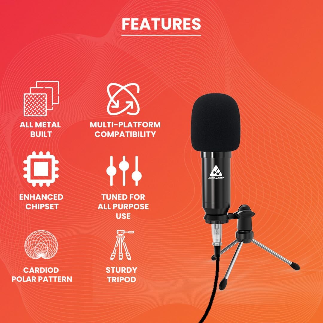Audio Array AB-01 Audio Interface Podcasting Streaming Console Mixer with Bluetooth & XLR to 3.5mm Condenser Mic | Upto 8hr Battery Backup| Gaming, Streaming | Compatible with Mobile & Computers