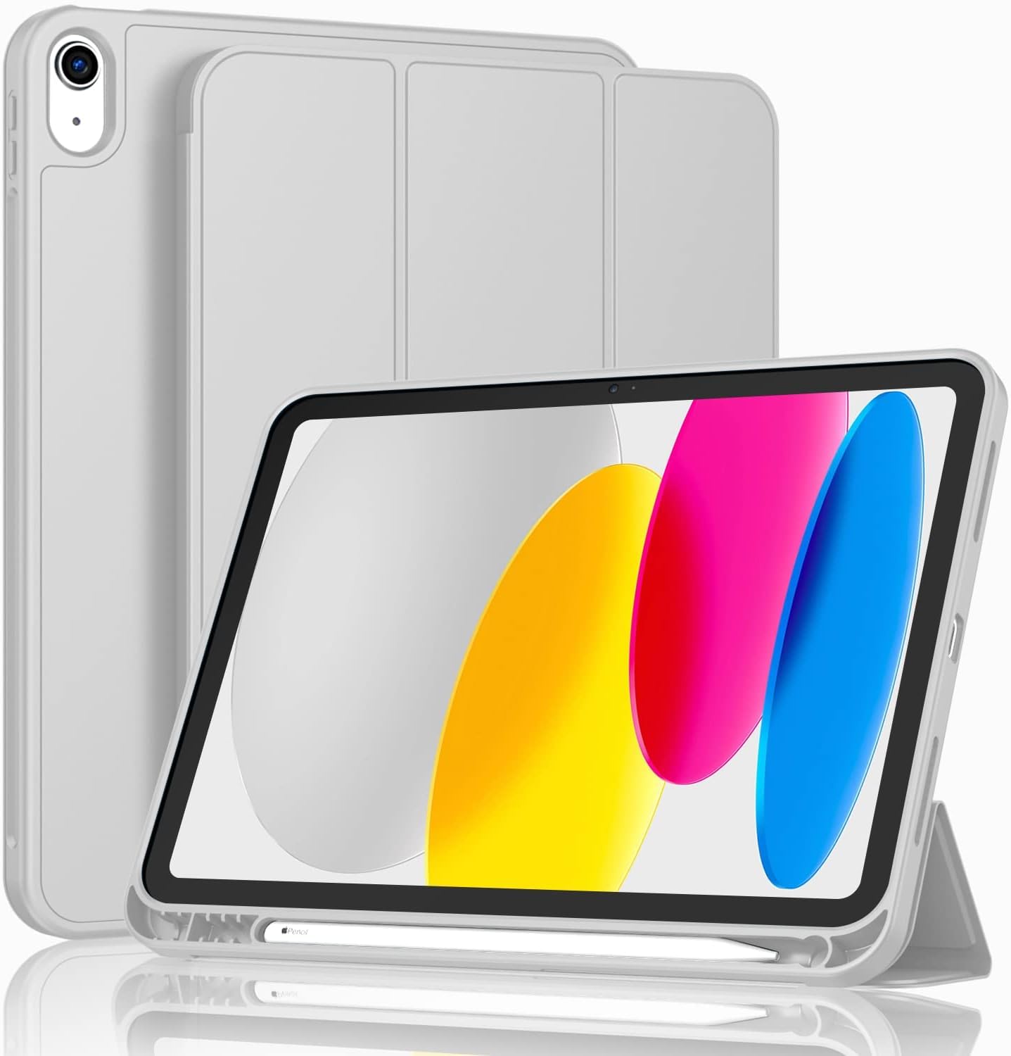 ProElite Smart Case for iPad (A16) 11th/10th Generation (2025/2022) [Auto Sleep/Wake Cover] [Left Side Pencil Holder] [Soft Flexible Case] Recoil Series - Grey