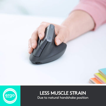 Logitech MX Vertical Advanced Ergonomic Mouse, Wireless via Bluetooth or Included USB Receiver