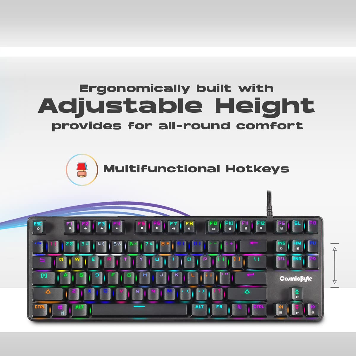Cosmic Byte CB-GK-18 Firefly Per-Key RGB TKL Mechanical Keyboard with Swappable Outemu Red Switch, Macros, Software (Black)