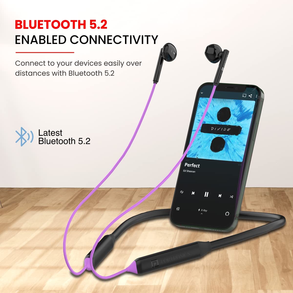 Portronics Harmonics Z5 Wireless Bluetooth Stereo Headset with 33Hrs Playtime, Double EQ Mode, 14.2 mm Dynamic Drivers, Click Action Buttons(Purple)