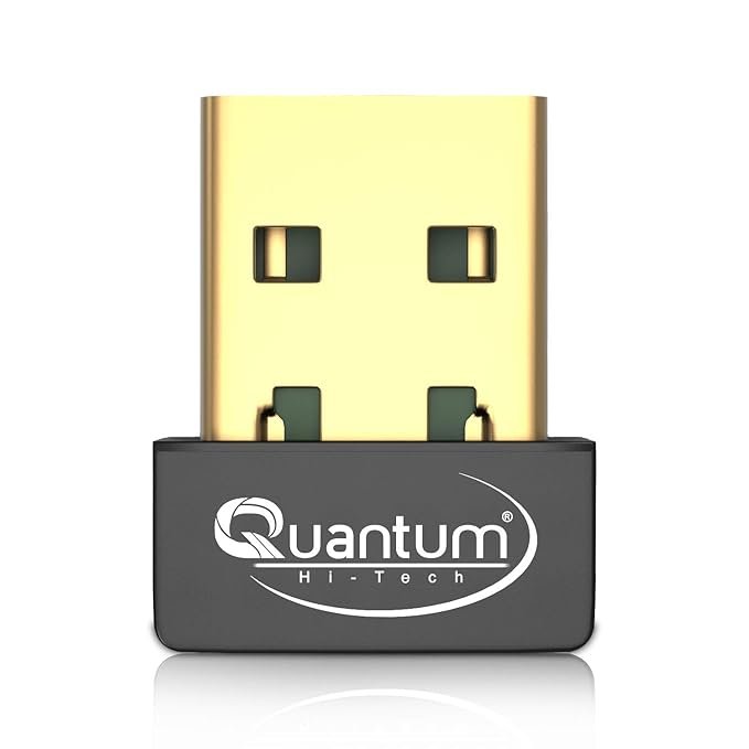 Quantum USB WiFi Adapter for Hi-Speed Internet, Wireless N150 Nano Size WiFi Dongle with Gold Plated Connector compatible with Windows, Mac OS, QHM-600 (Gold)