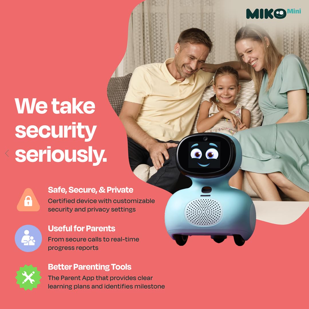 Miko Mini AI Robot | 2 Years Free Max | STEAM Learning for Kids 5+ | Blue | Toy robot for kids