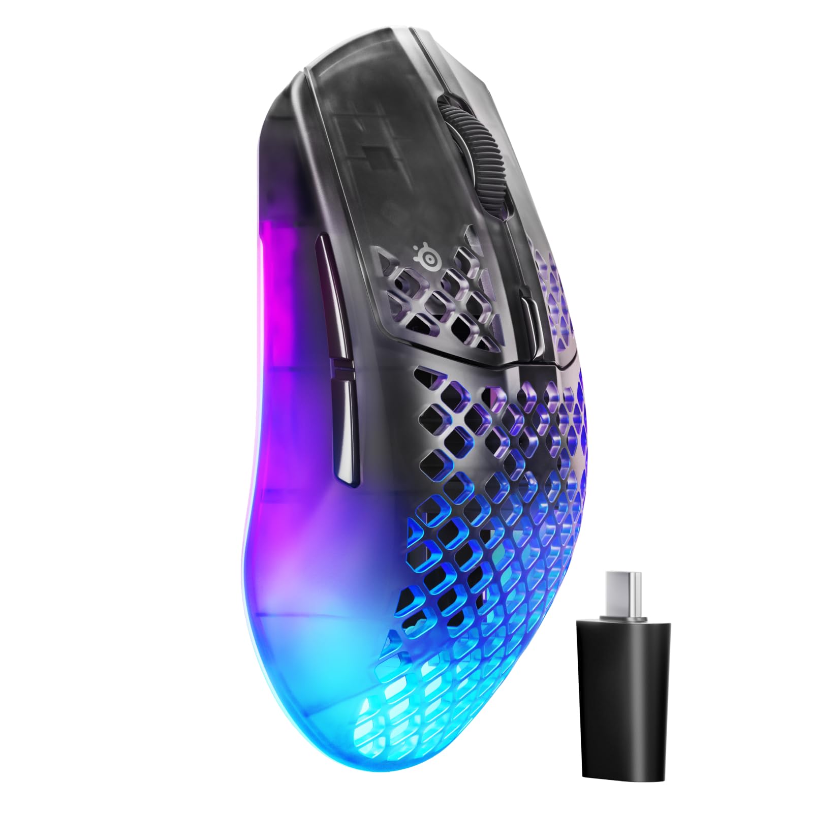 SteelSeries Aerox 3 Wireless - Super Light Gaming Mouse - 18,000 CPI TrueMove Air Optical Sensor - Ultra-Lightweight 68g Water Resistant Design - 200 Hour Battery Life Snow,White,62612