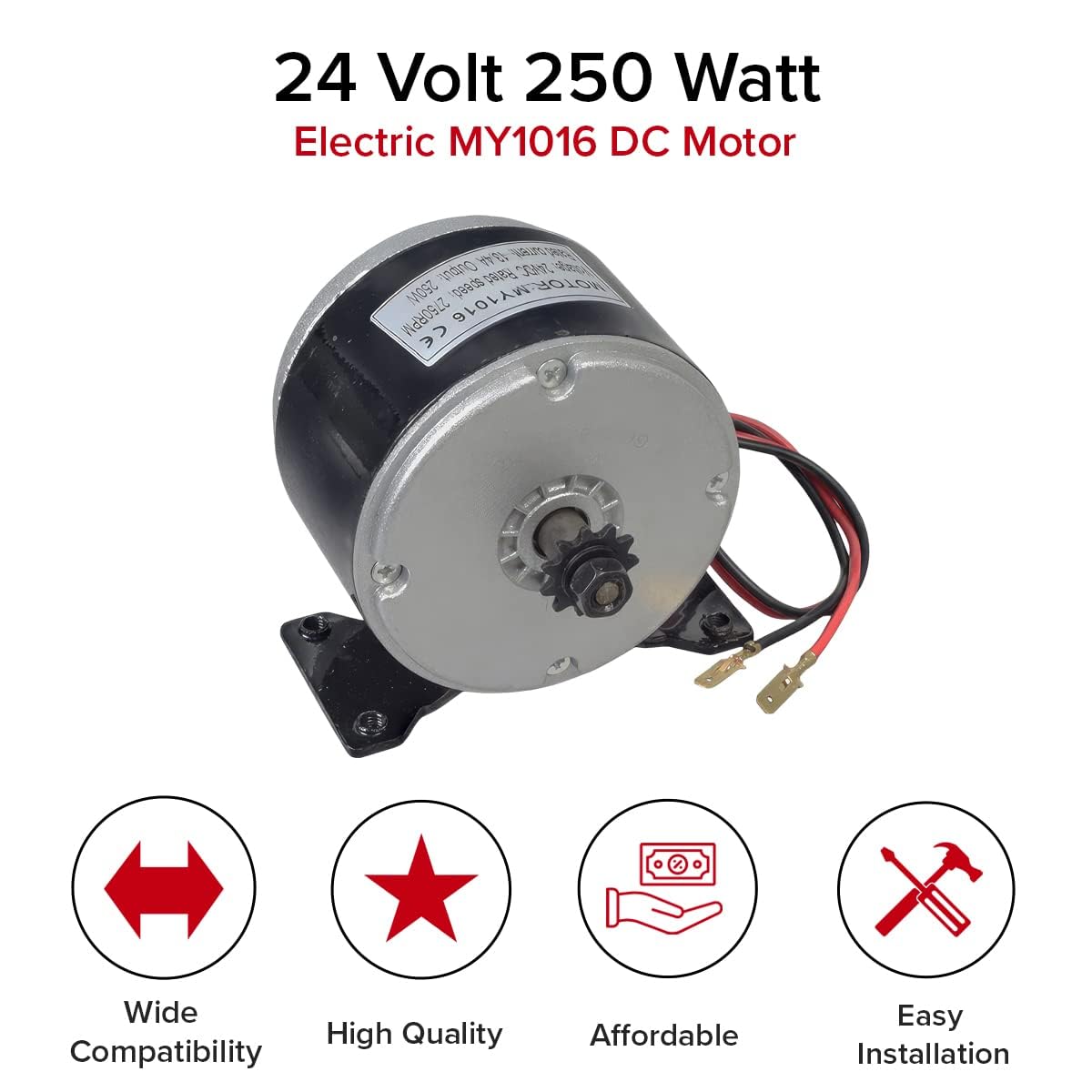 MY1016 24V 250W 2650RPM DC Motor for E-bike ebike Bicycle