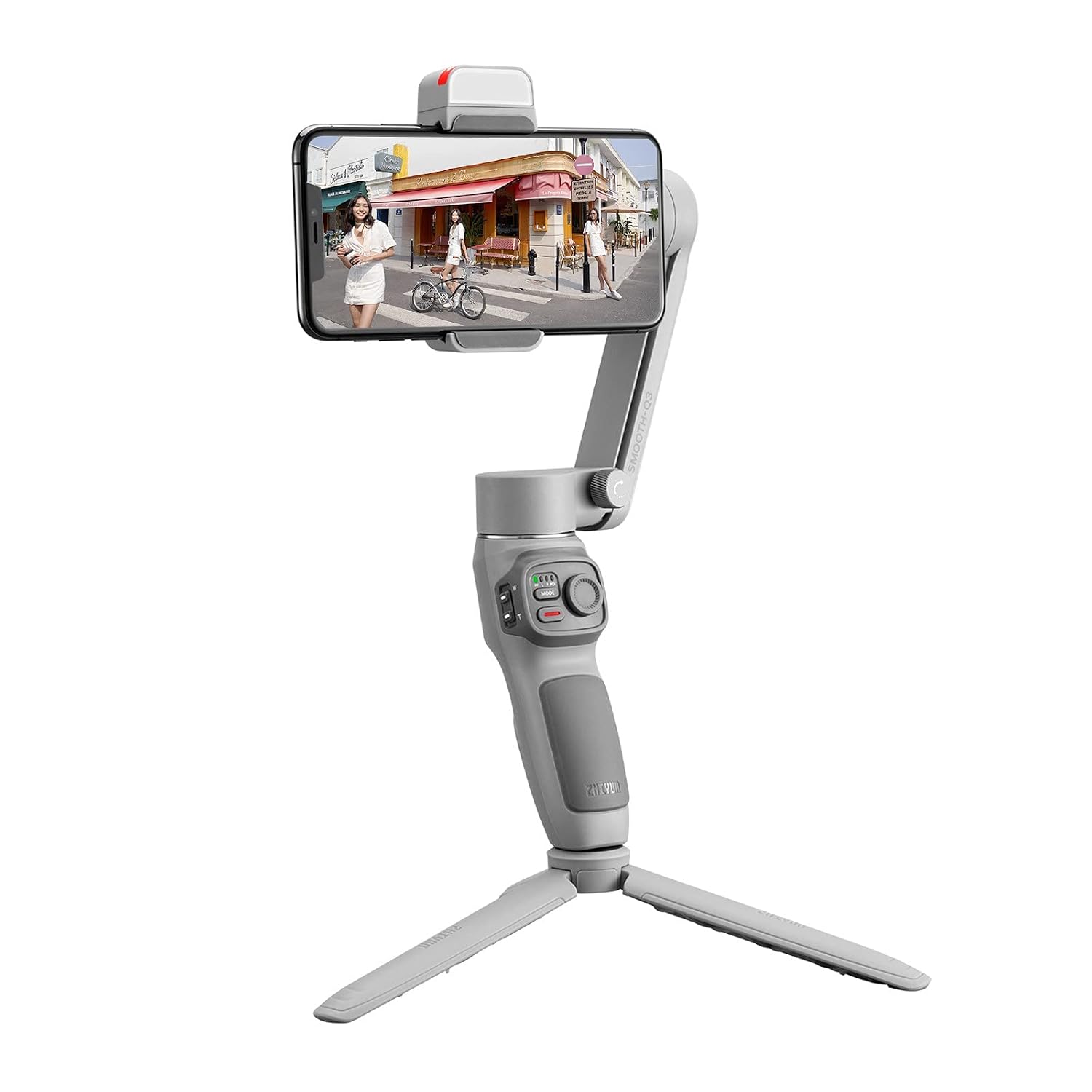 Zhiyun Smooth-Q3 Gimbal Stabilizer for Smartphone Android Cell Phone iPhone Zhi yun q 3-Axis Handheld Gimble Stick wTripod Stand LED Fill Light for Tiktok YouTube Vlog Video Kit FaceObject Tracking.