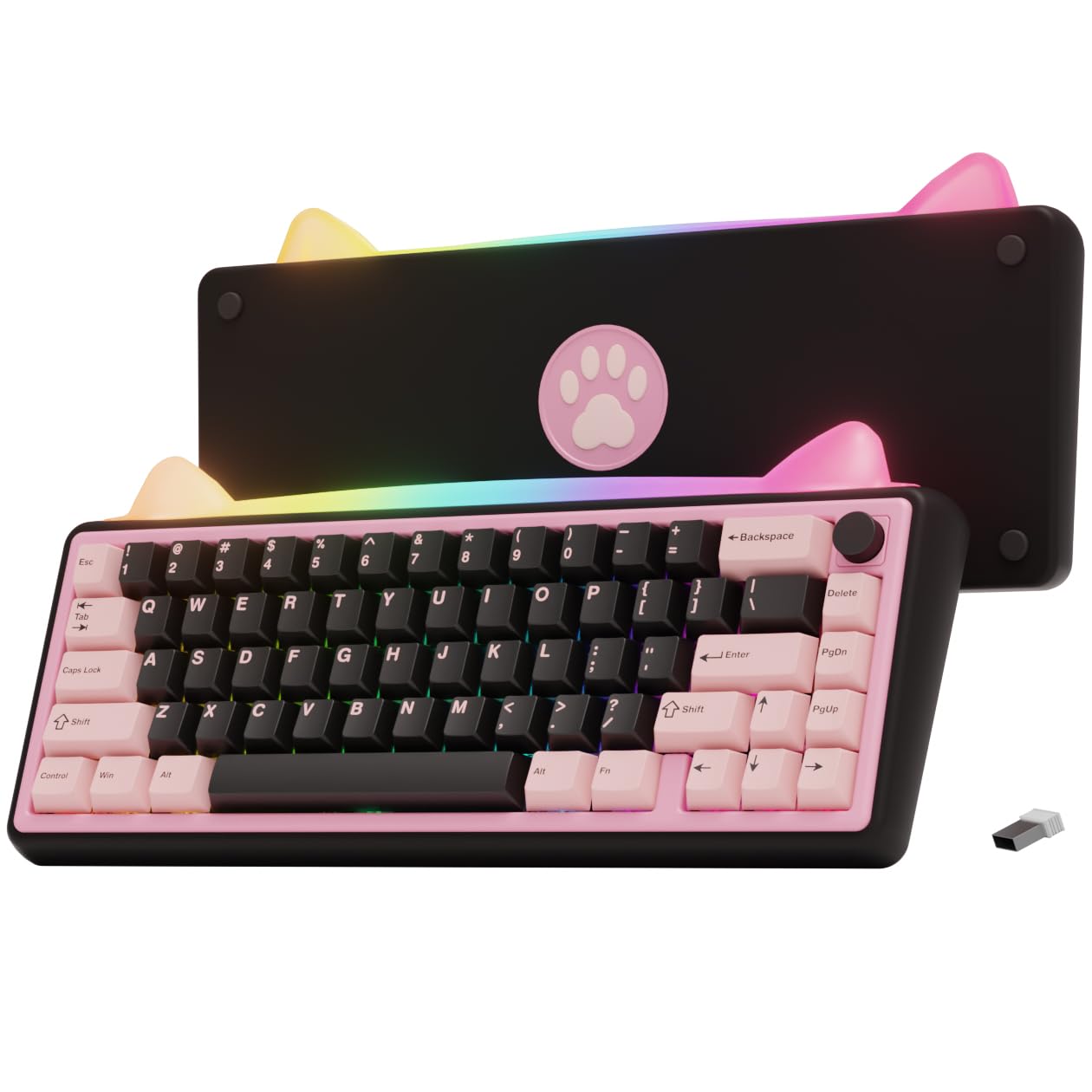 OOCTPK Chilkey Foxy65 Mechanical Keyboard with Knob, Gasket Mount 65% Aluminum Wireless Mechanical Keyboard, BT5.0/2.4GHz/USB-C, Hot Swappable, RGB Backlit Computer Custom Key Board for PC