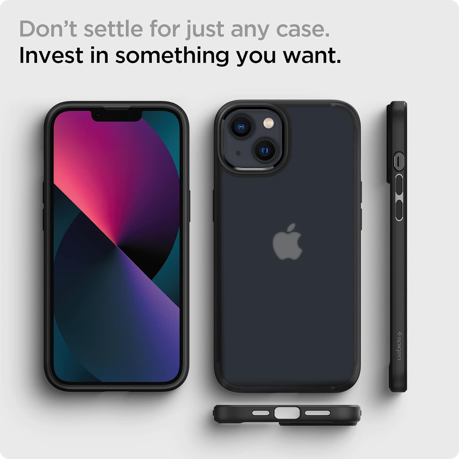 Spigen Ultra Hybrid Matte Back Cover Case Compatible with iPhone 13 (TPU + Poly Carbonate | Frost Black)