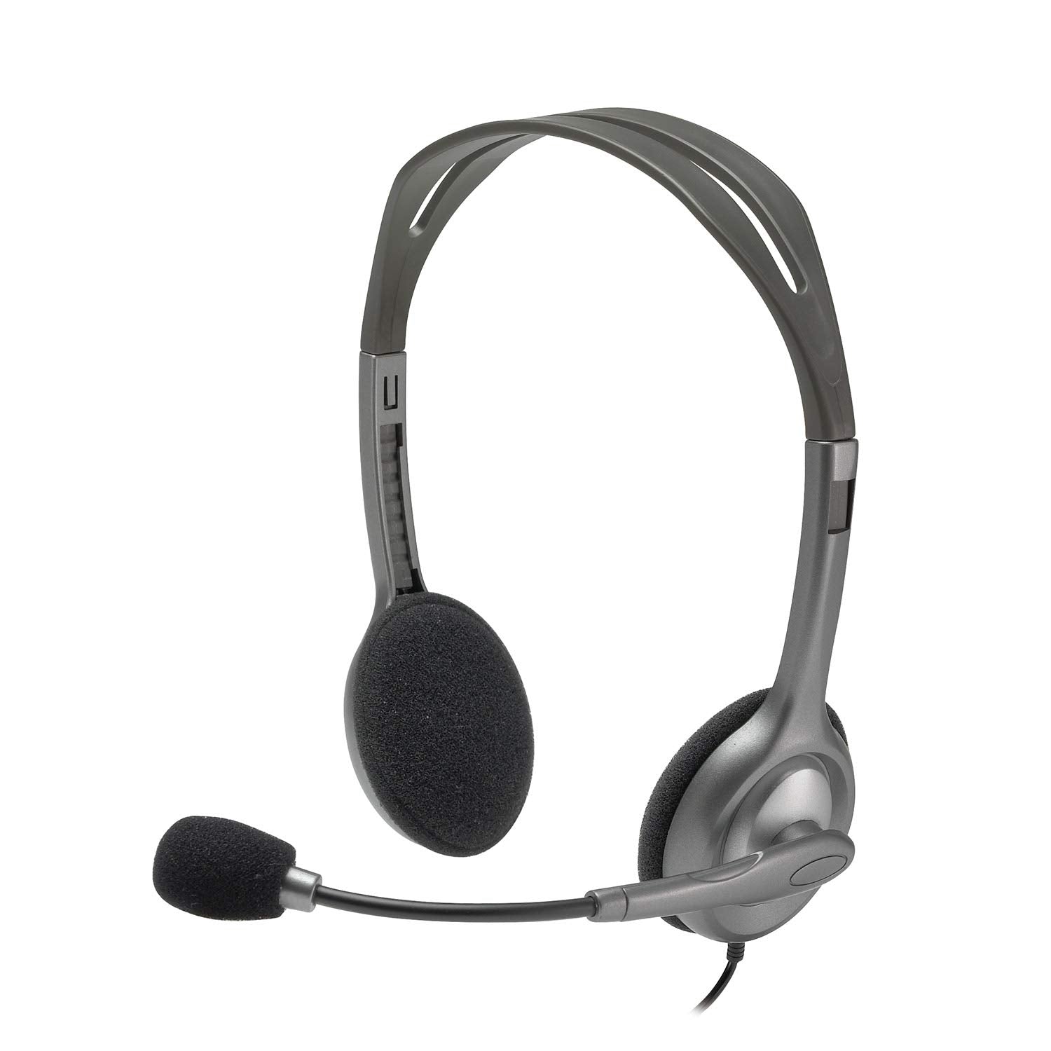 Logitech H110 Stereo Wired On Ear Headphones With Mic With Noise-Cancelling 3.5-Mm Dual Audio Jack For Pc/Mac/Laptop (Black)