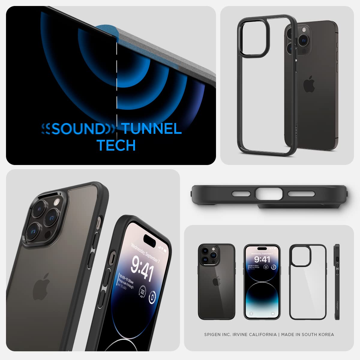 Spigen Ultra Hybrid Back Cover Case Compatible with iPhone 14 Pro (TPU + Poly Carbonate | Matte Black)