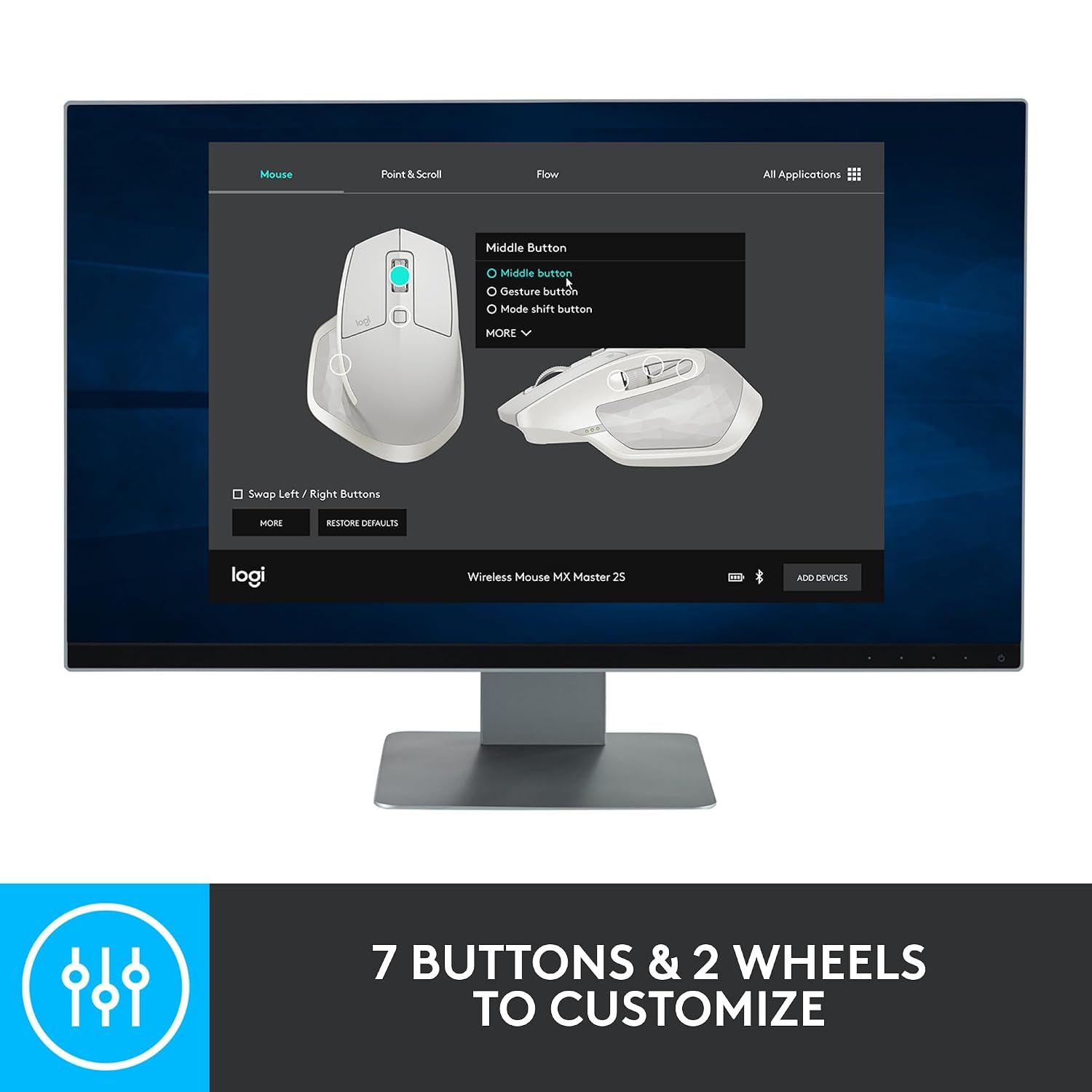 Logitech MX Master 2S Bluetooth Edition Wireless Mouse, Multi-Surface, Hyper-Fast Scrolling, Ergonomic, Rechargeable, Connects Up to 3 Mac/PC Computers