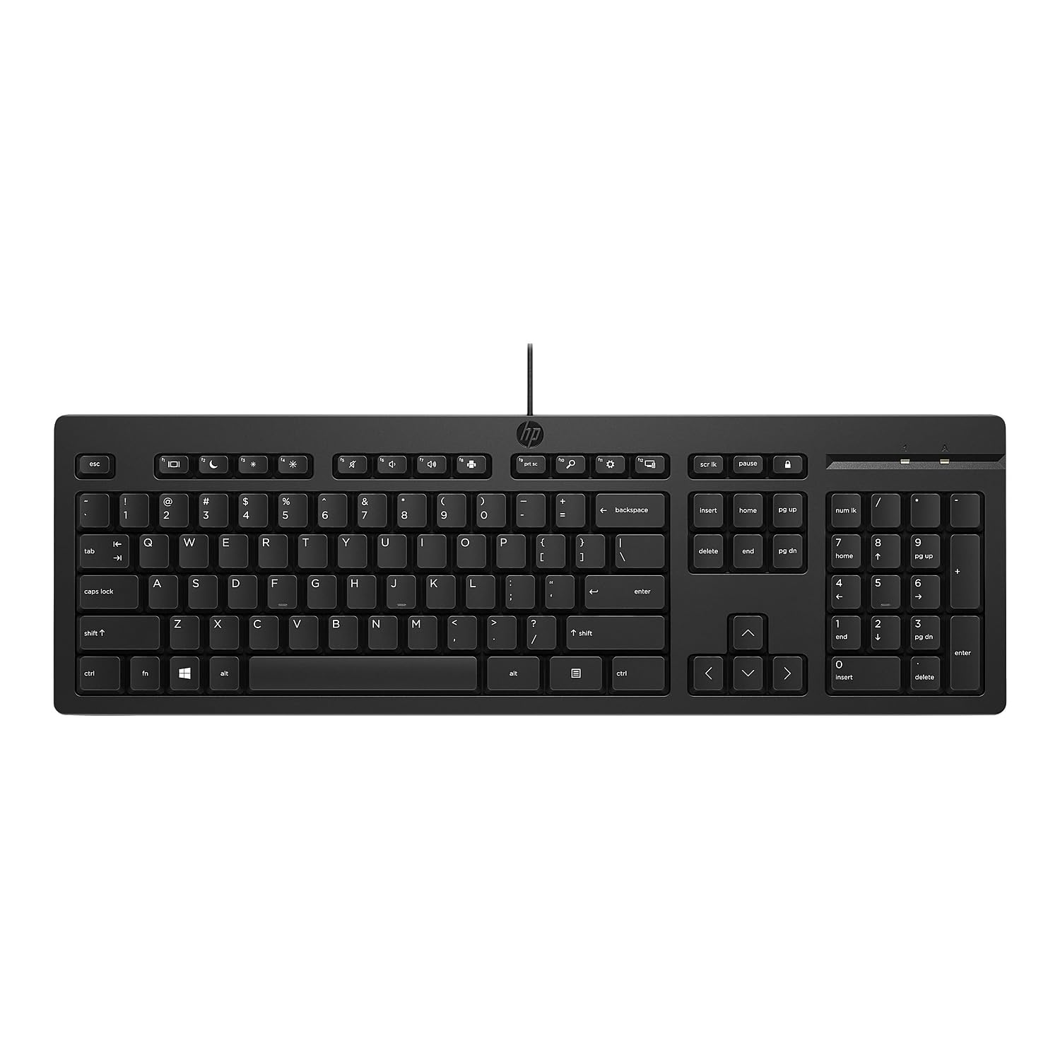 HP 125 Wired Keyboard - Cable Connectivity - USB Interface - English (US) - Chromebook, Notebook - PC - Plunger Keyswitch