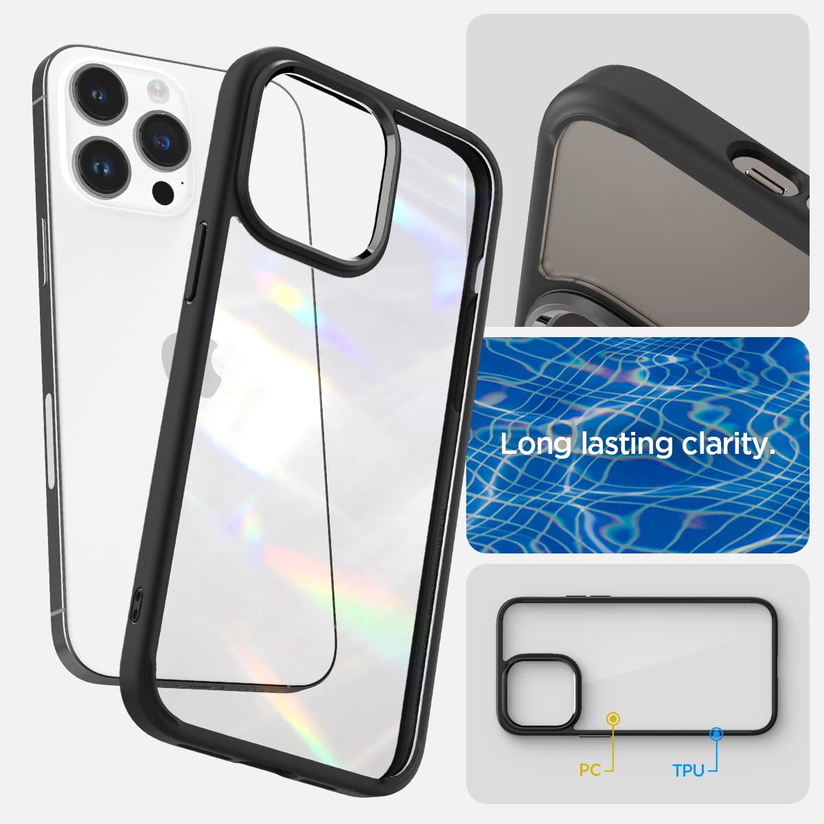 Spigen Ultra Hybrid Back Cover Case Compatible with iPhone 14 Pro (TPU + Poly Carbonate | Matte Black)