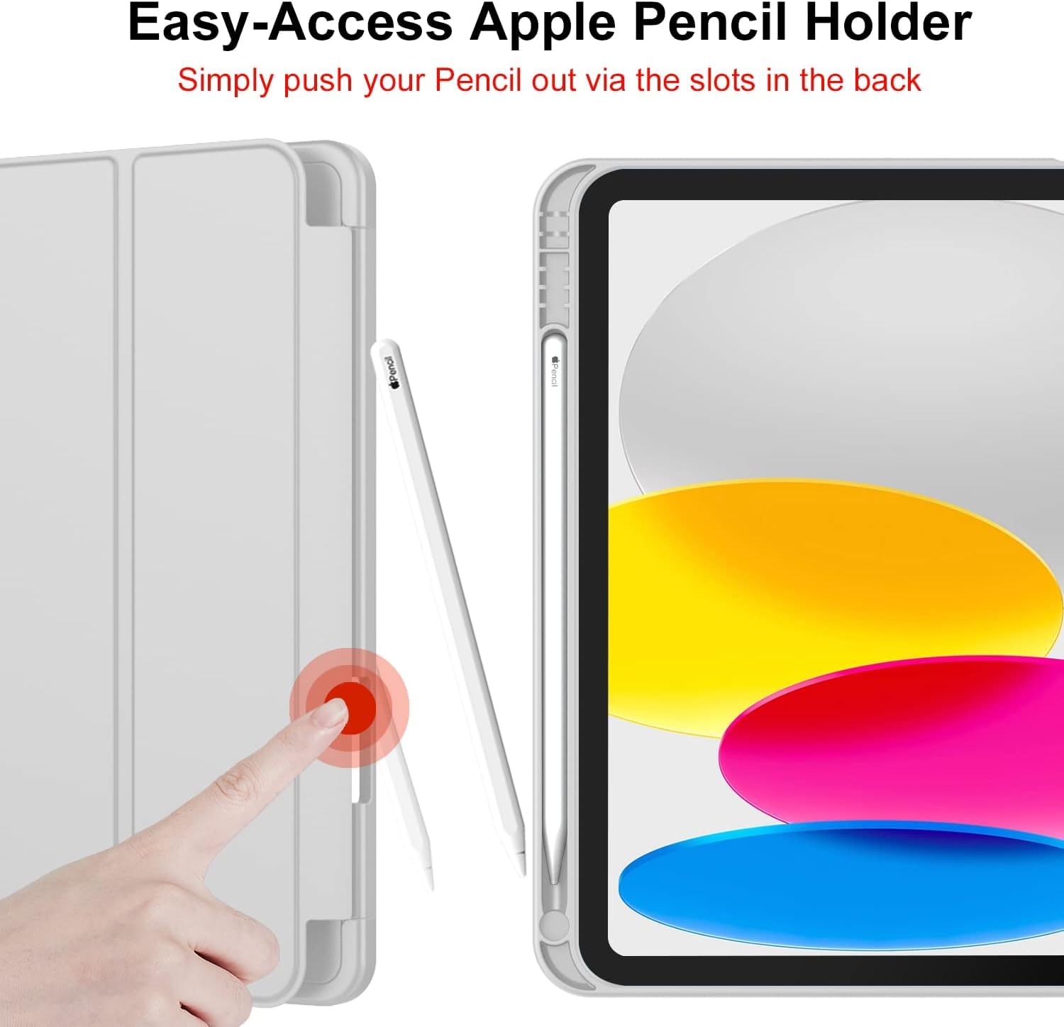 ProElite Smart Case for iPad (A16) 11th/10th Generation (2025/2022) [Auto Sleep/Wake Cover] [Left Side Pencil Holder] [Soft Flexible Case] Recoil Series - Grey