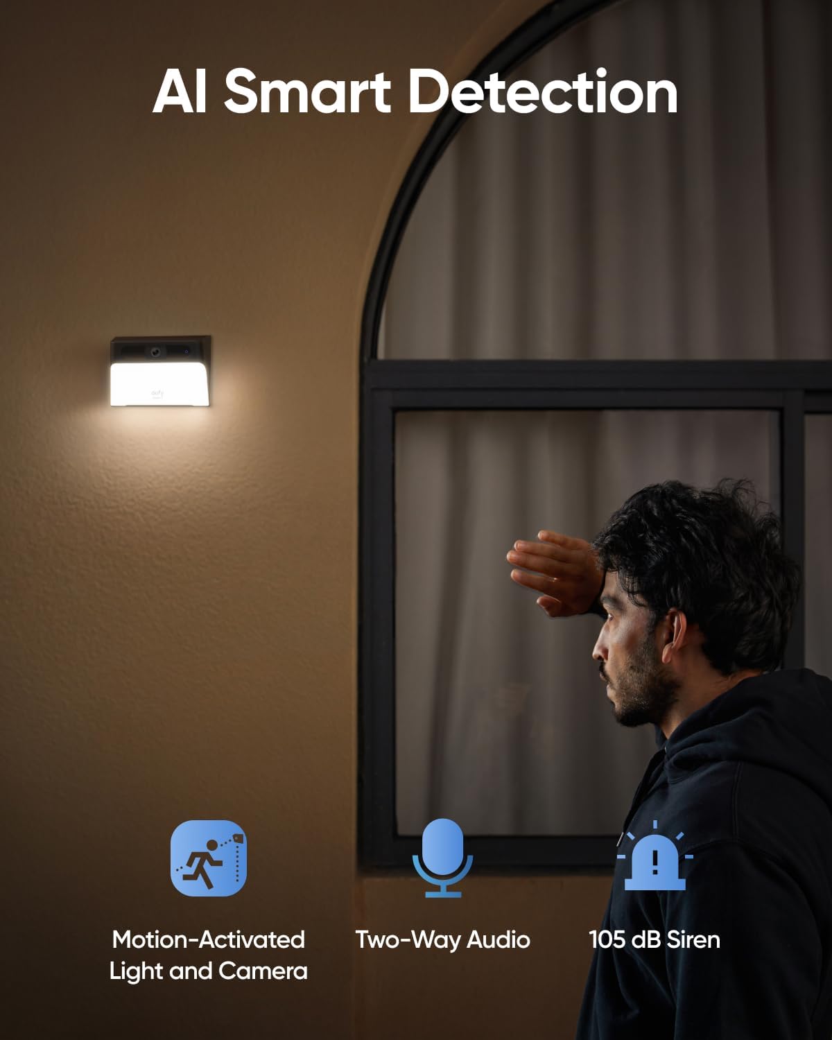 eufy Security Solar Wall Light Cam S120, Solar Security Cameras Wireless Outdoor, Camera, Forever Power, Motion Activated Light, AI Detection, IP65 Waterproof, Spotlight, No Monthly Fee
