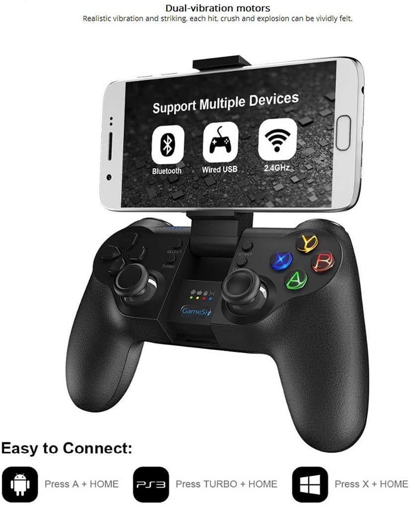 GameSir T1s Enhanced Edition Wireless/Wired Gamepad Game Controller 2.4GHz Bluetooth 4.0 for iOS/Android/PC/PS3 - Black