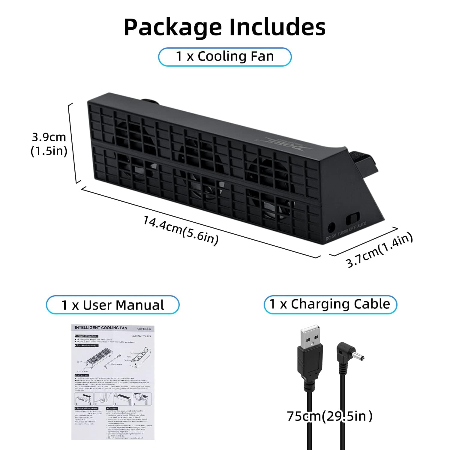 Cooling Fan for PS4 Slim Intelligent Cooling Fan for P4 Slim Gaming Console-TD-374GA.
