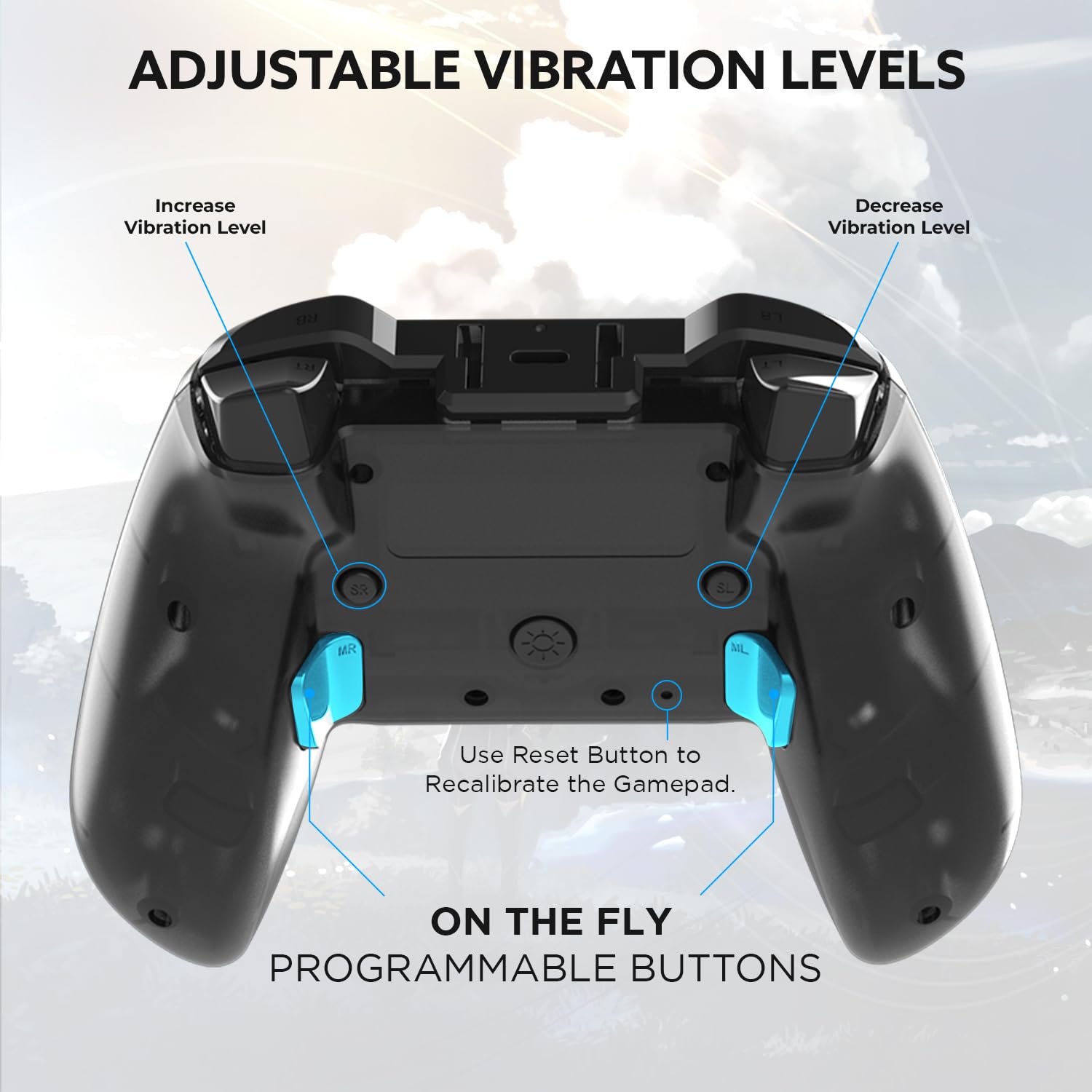 EvoFox Go Smartphone Bluetooth Gamepad for iPhones, iPads & Android | 2 Macro Back Buttons, Dual Vibration Motors, Turbo Mode, Analog Triggers, High Precision Joysticks | Android KeyMap Mode (Grey)