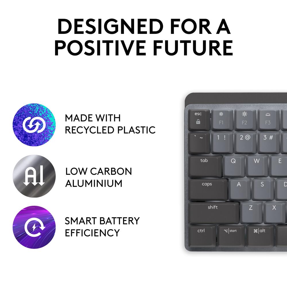 Logitech MX Mechanical Wireless Illuminated Performance Keyboard with Free Adobe Subscription, Linear Switches, Backlit Keys, Bluetooth, USB-C