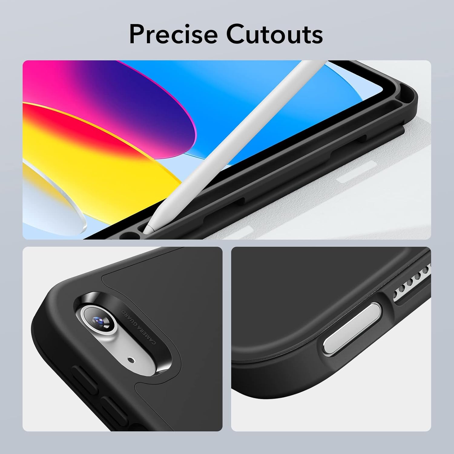 ESR for iPad 10th Generation Cover (2022, 10.9 inch), iPad 10 Case, Built-in Pencil Holder, Flexible Back Cover, Trifold Stand, Auto Sleep/Wake, Rebound Pencil Series, Black