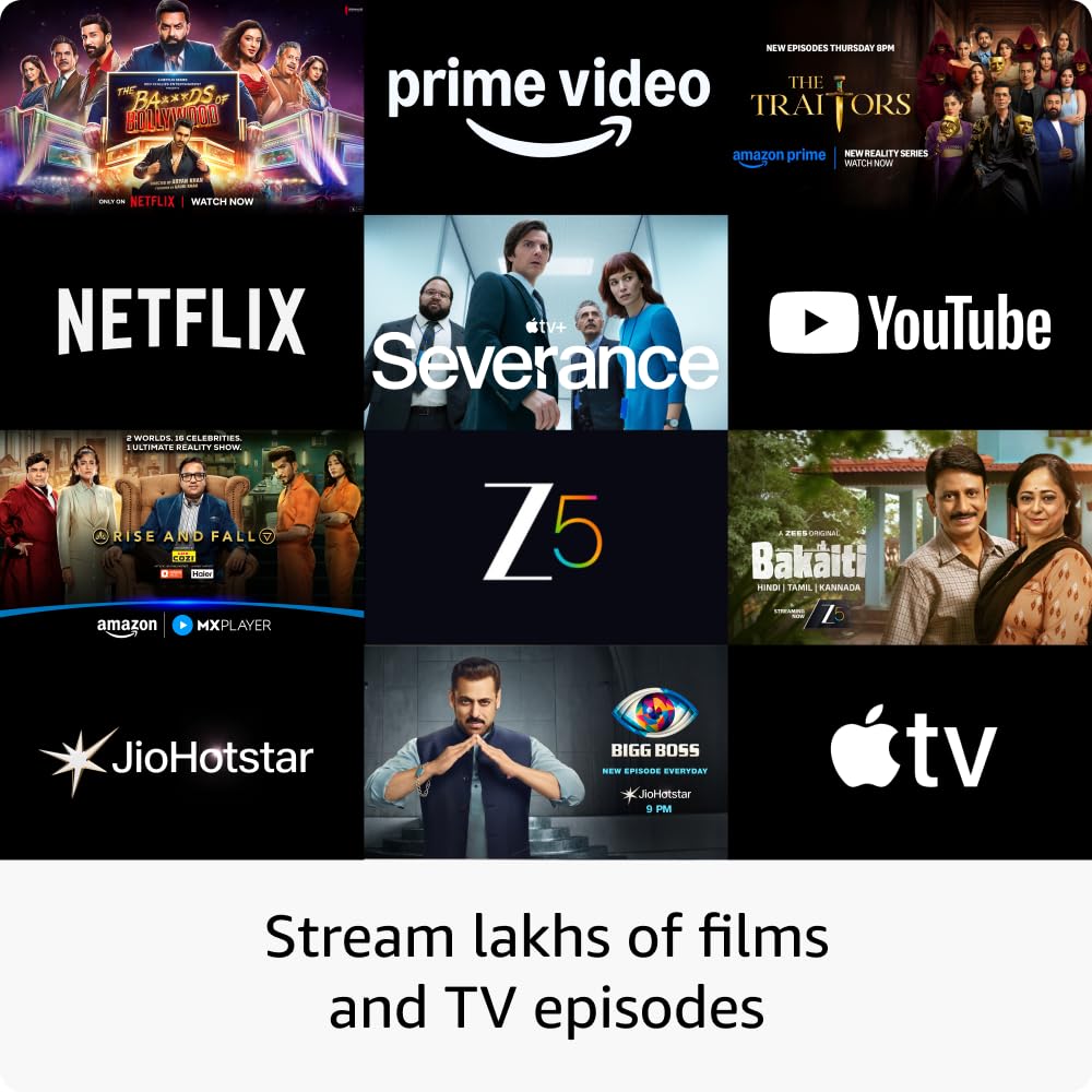 Amazon Fire TV Stick 4K Select (newest model), start streaming in 4K, Alexa voice search, stream lakhs of movies & episodes, free and live TV