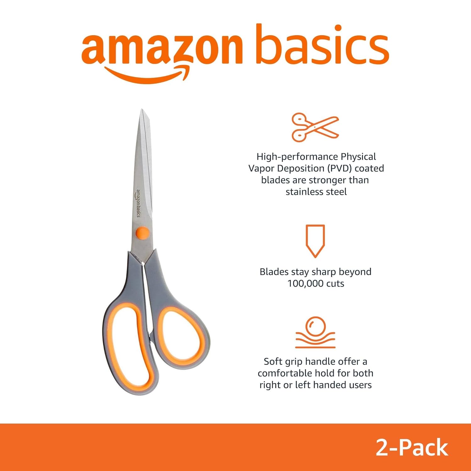 AmazonBasics Multipurpose Scissors - 2-Pack