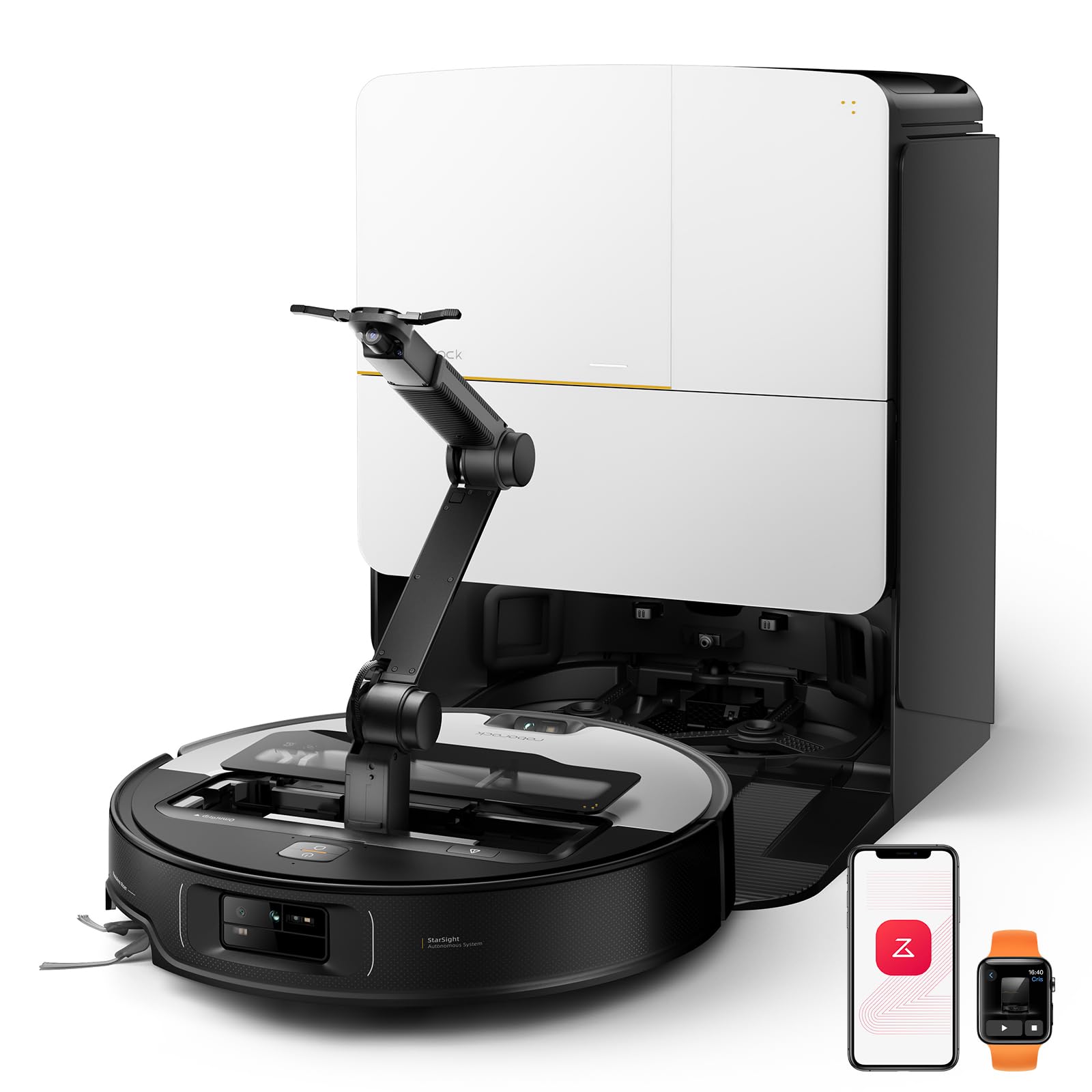 roborock Saros Z70 Robot Vacuum and Mop, OmniGrip Arm, AI-Powered, 22,000Pa Suction, 3.14’’ Ultra Slim, FlexiArm Riser Technology, AdaptiLift Chassis, Obstacle Avoidance, Auto Mop Washing & Drying